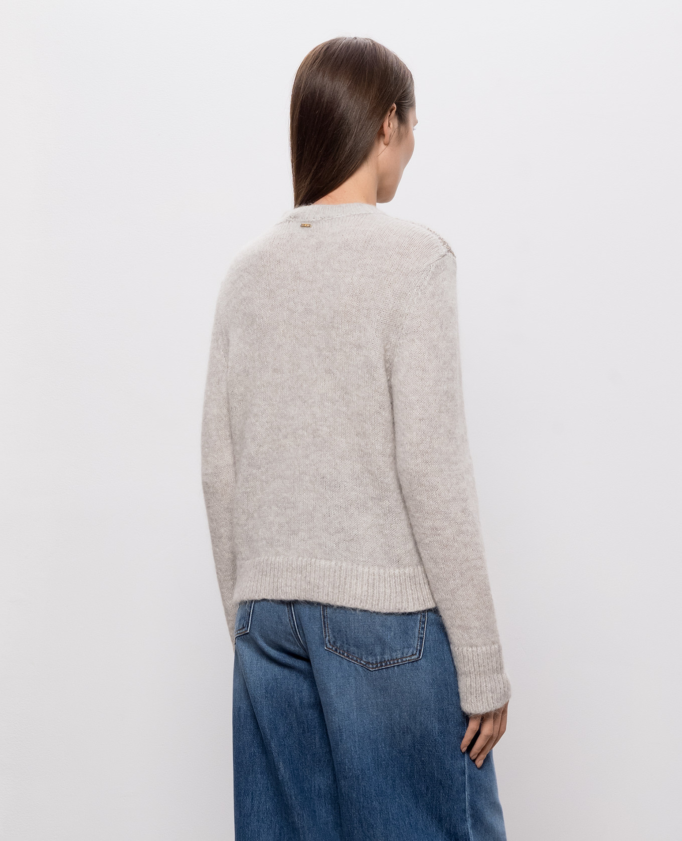 Gray cardigan with geometric pattern Twinset 4