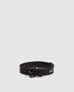 Ann Demeulemeester Vanir black leather bracelet with logo print B0014189LT121