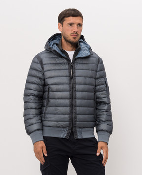 C.P. Company Blue down jacket with logo patch MOW751A110416A