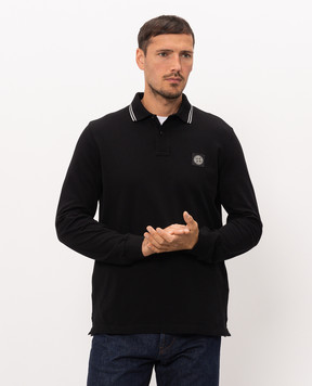 Stone Island Black polo shirt with logo patch L2S152200012S0018