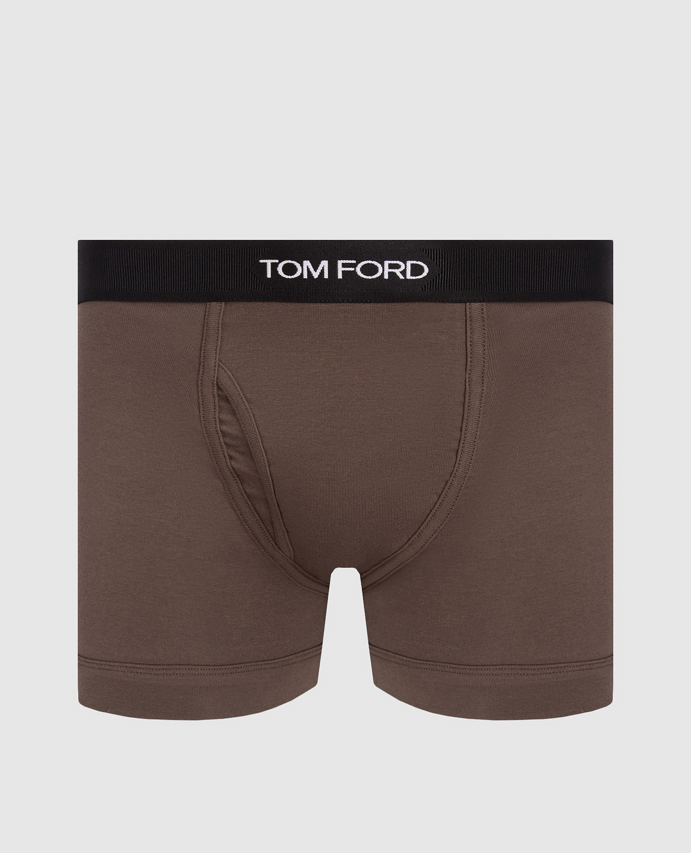Brown boxer briefs with contrast logo pattern