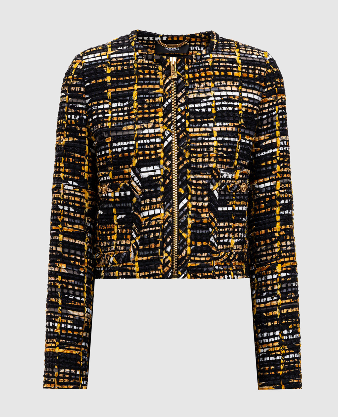 

Black tweed jacket with wool Versace