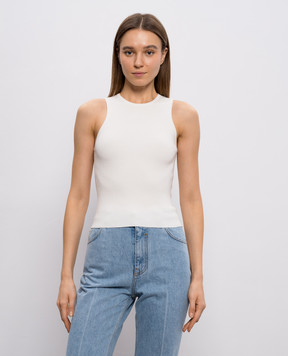 Ermanno Scervino White ribbed top D485L327HVT