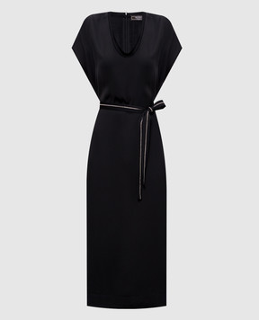 Peserico Black dress with monil chain E0231101940