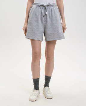 The Attico Grey melange shorts with logo patch 260WCQ00013JJF007AA