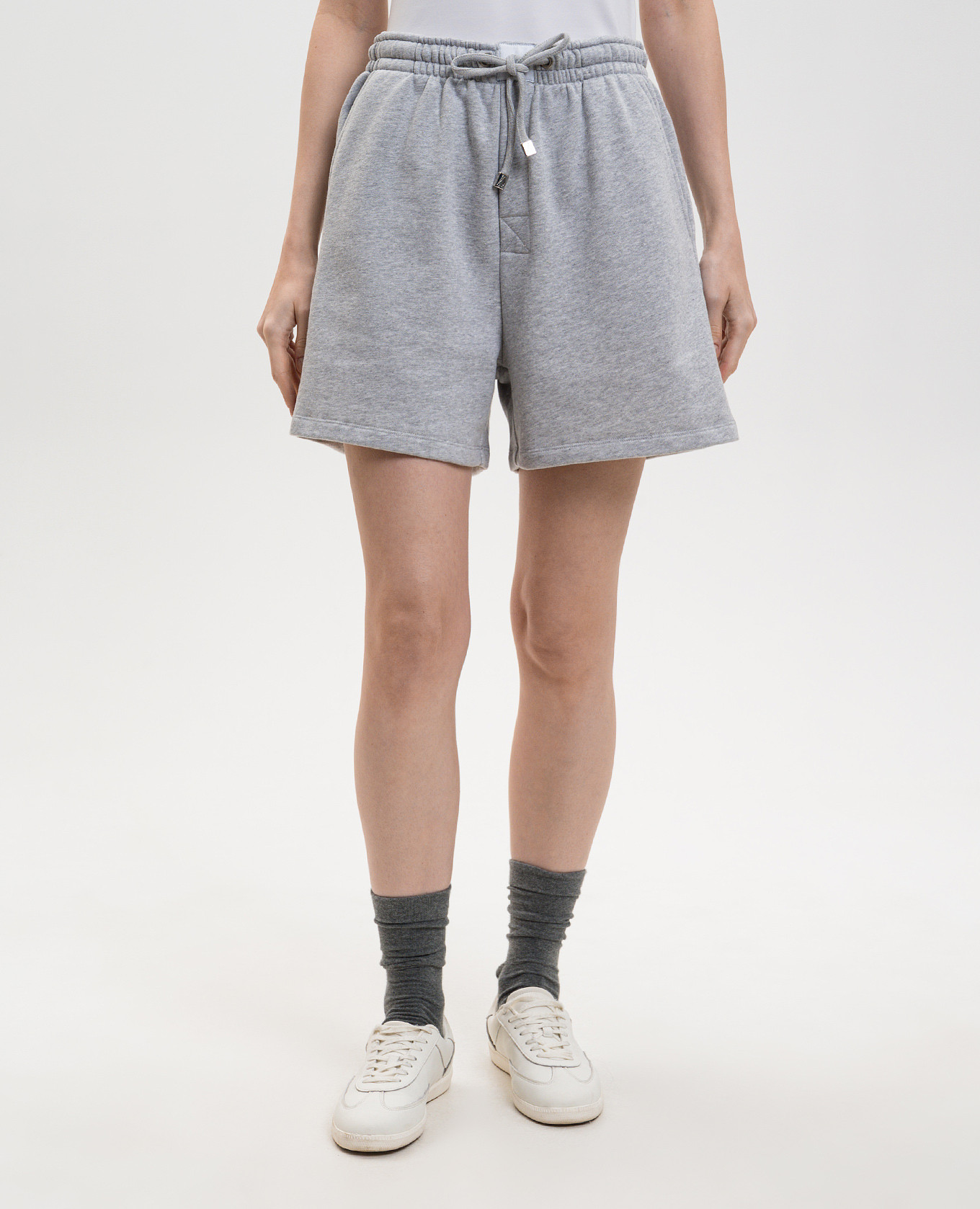 

Grey melange shorts with logo patch The Attico