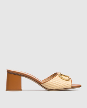Valentino Brown combination mules with emblem 8W2S0HA6THQ