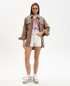 Off-White Brown denim shirt with logo embroidery 2ES006S26FAB001