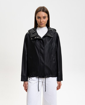 Yves Salomon Army Black leather jacket with hood 26EFV03062L05W