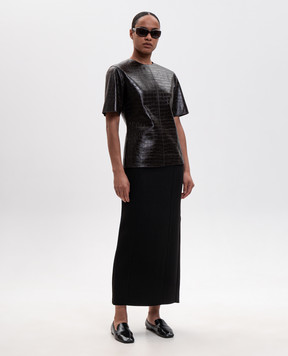 Toteme Brown leather top with crocodile embossed pattern 254WRT0693LE0189