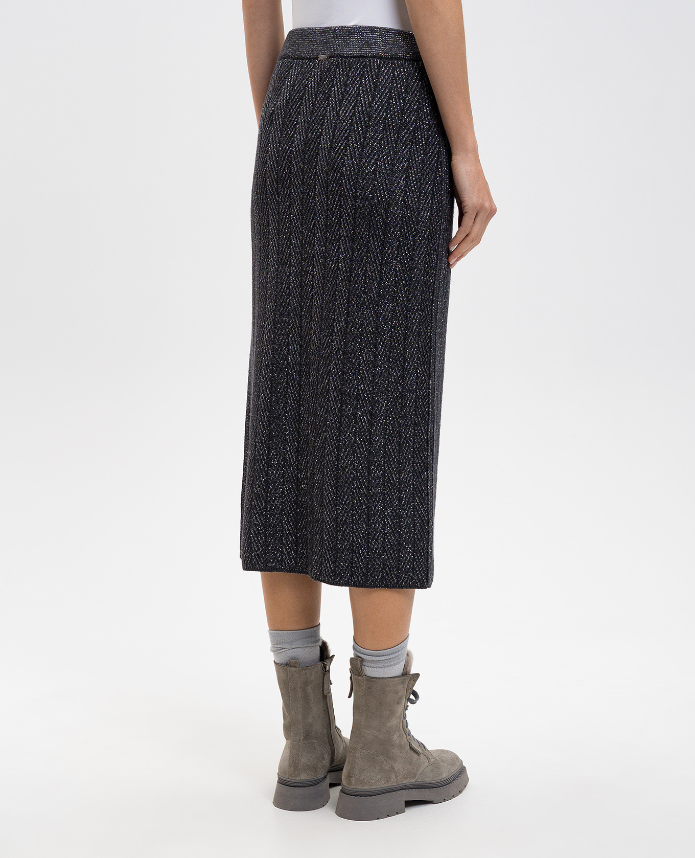 Gray midi skirt with patterned wool Herno 4