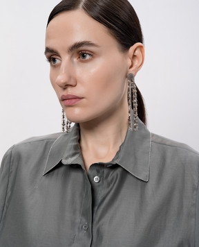 Peserico Brown earrings with chains and beads A35507C0CC780