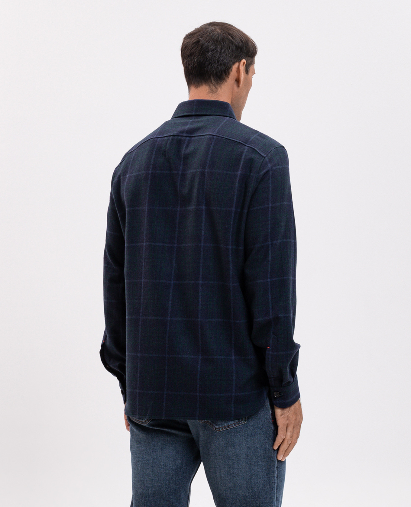 Blue wool and cashmere check shirt ISAIA 4