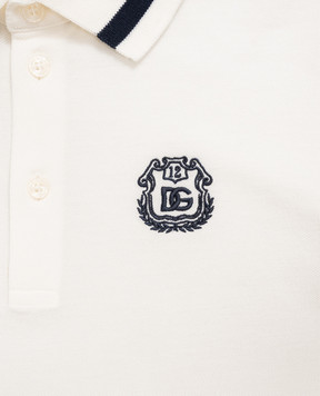 Dolce&Gabbana Ivory children's polo shirt with monogram embroidery L4JT8VG7P6S