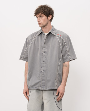Off-White Gray shirt with logo embroidery 44XGG01IS26F001