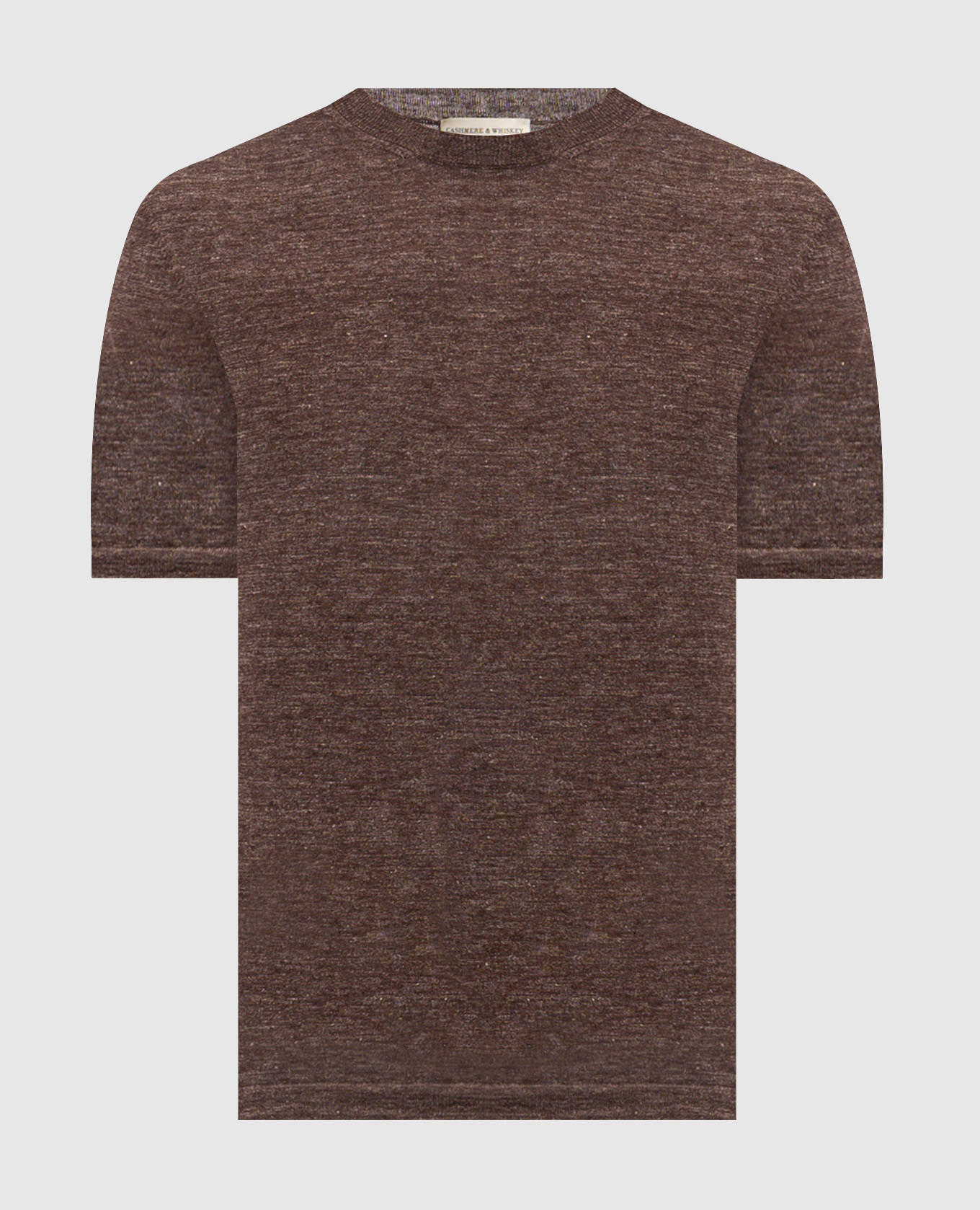 Brown linen and silk T-shirt