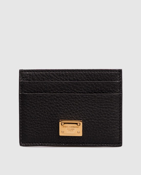 Dolce&Gabbana Black leather cardholder with logo plate BI0330A0841