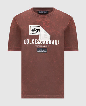 Dolce&Gabbana Brown T-shirt with logo print G8RN8TG7POI