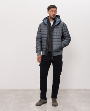 C.P. Company Blue down jacket with logo patch MOW751A110416A
