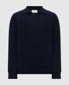 Pini Parma Blue wool and cashmere sweater POLORIBBLUE