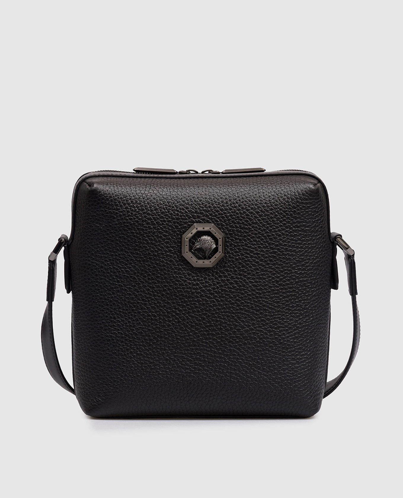 

Black leather bag with eagle head emblem Stefano Ricci