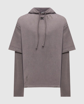 Palm Angels Grey hoodie with vintage effect PMBB178F25FLE001