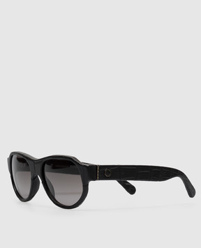 Stefano Ricci Black Safari sunglasses with crocodile leather SG005UCS
