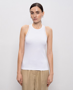 Peserico White ribbed top with chain S08781J005669