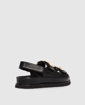 Stuart Weitzman Socharming Mary black leather sandals SN122