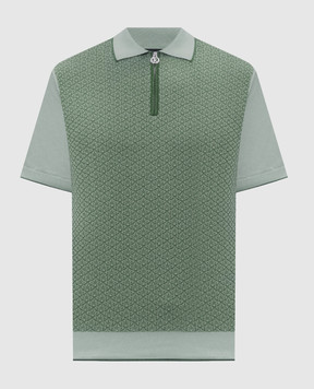 Stefano Ricci Green silk polo with zipper K212036P31F26192