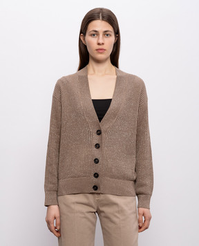 Brunello Cucinelli Brown cardigan with lurex MST258306