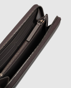 Brunello Cucinelli Brown leather wallet with logo print MWCRM2724