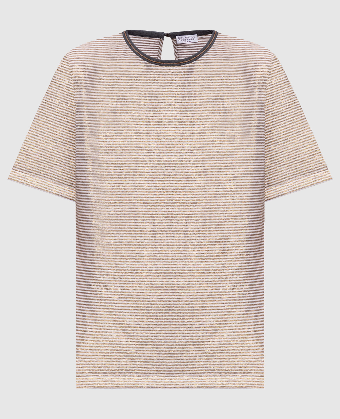 

Beige striped linen T-shirt Brunello Cucinelli