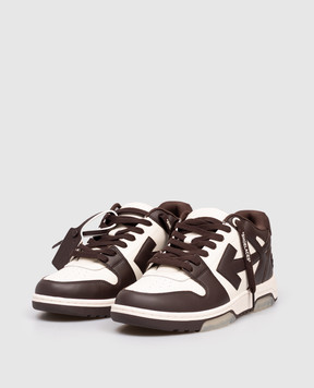 Off-White Out Of Office brown leather sneakers OMIA189C99LEA007