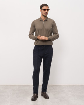 Stefano Ricci Brown cashmere and silk polo shirt K606125P30F26302