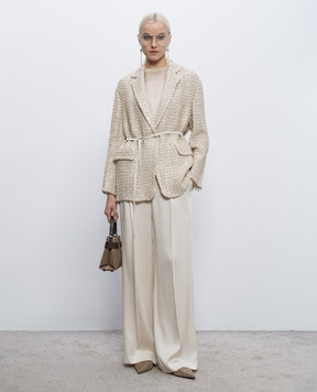Brunello Cucinelli Beige silk top with monil chain M0C59EH500