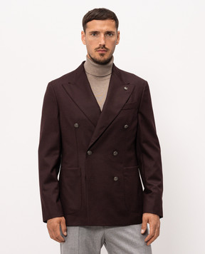Peserico Burgundy double-breasted wool jacket R5103602710