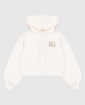 Dolce&Gabbana Children's beige sports jacket with DG monogram embroidery L5JWCWG7PVI56