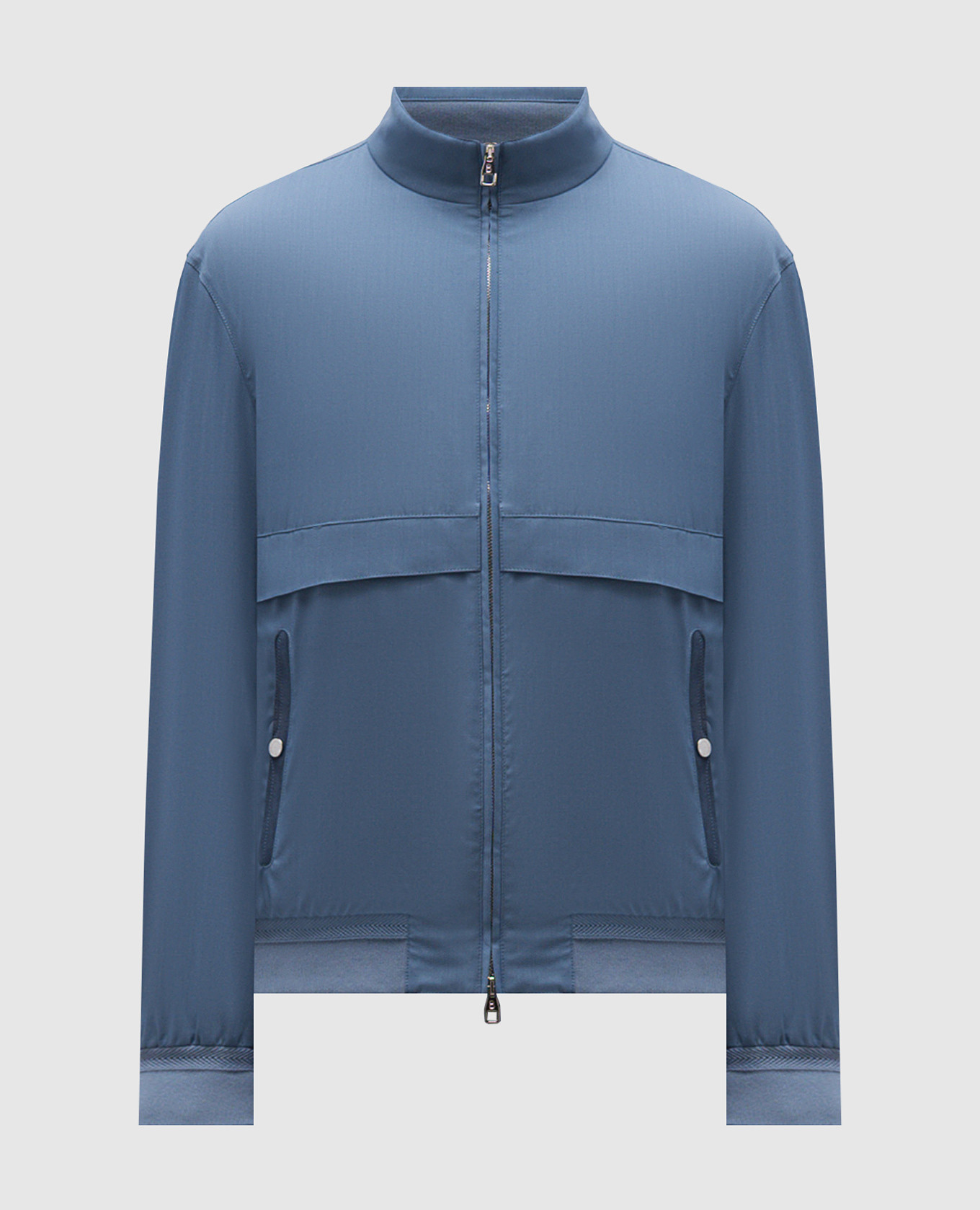 Blue wool jacket with emblem Brett Johnson