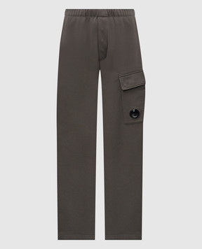 C.P. Company Khaki sweatpants with logo patch MSP066A005086W