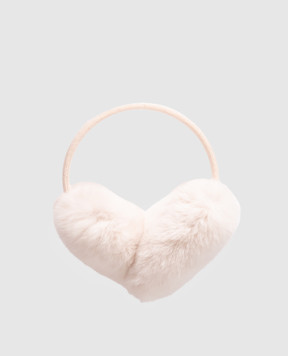 Yves Salomon Enfant Ivory children's headphones with rabbit fur 24WEA008XXREXX