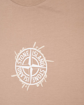 Stone Island Children's brown T-shirt with logo emblem print L1S162100009S037968
