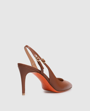 Santoni Brown leather slingbacks WDID71269HI2NSZA