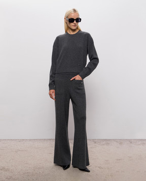Victoria Beckham Dark gray Alina wool and cashmere pants 1426KTR007703A