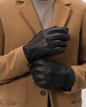 ISAIA Black leather gloves GUA076PLG16