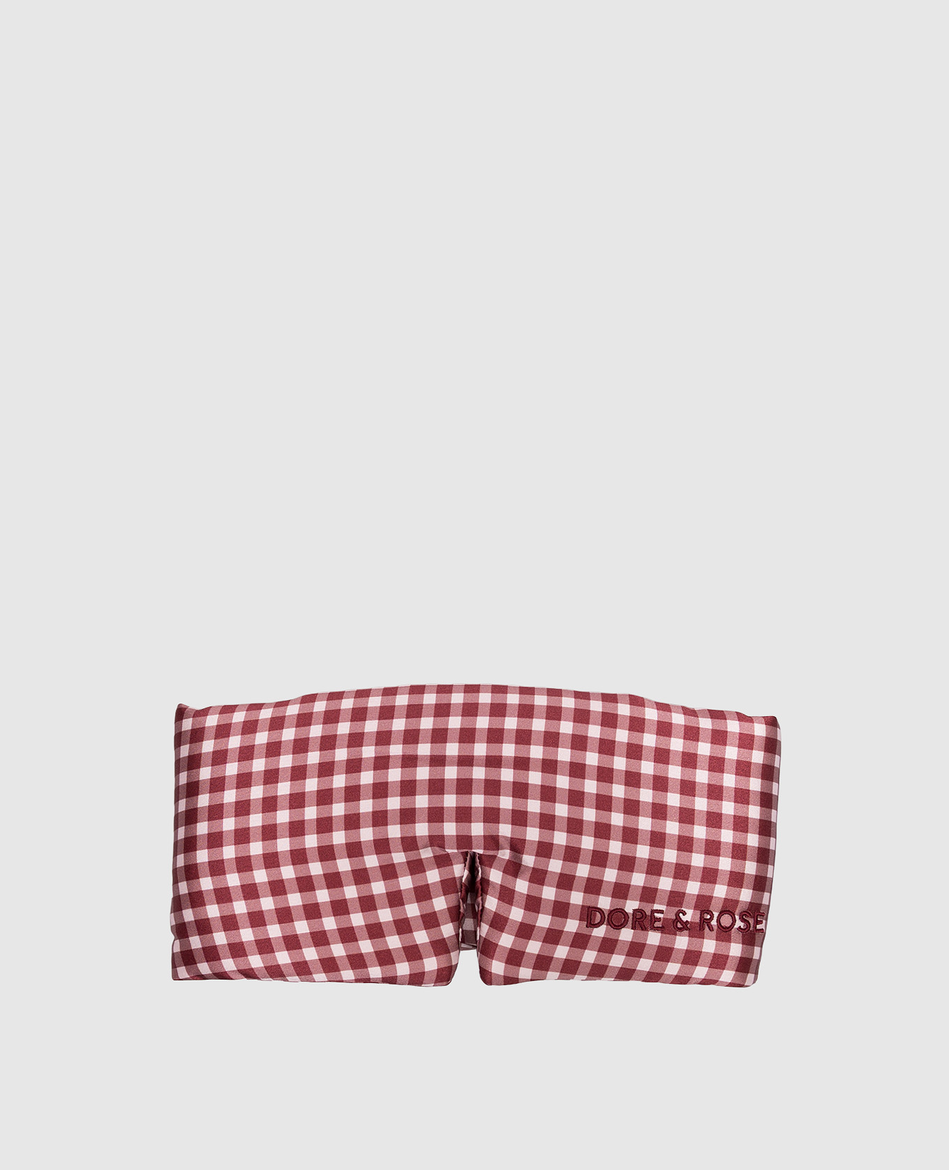 Burgundy silk check sleep mask