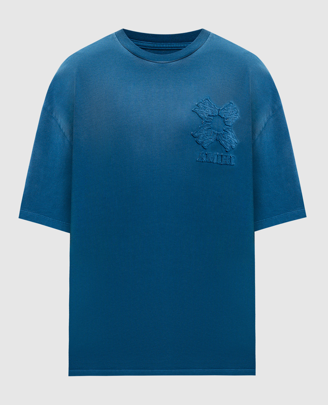 

Blue T-shirt with logo and emblem AMIRI