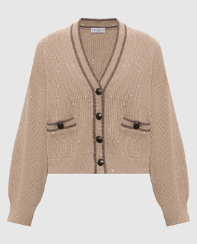 Brunello Cucinelli Beige cardigan with sequins MDV745806
