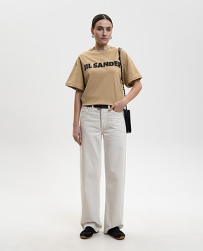 Jil Sander Brown T-shirt with contrast logo print J02GC0140J20348