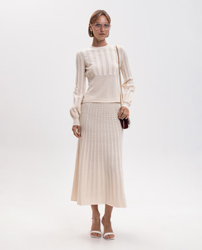Twinset Beige midi skirt with openwork pattern 262TP3122